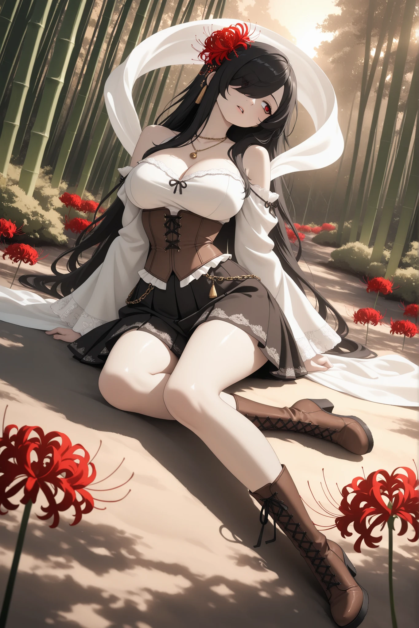 An illustration,masterpiece,girl,Bob Hair,Brown Hair,beautifuleye,Cleavage,Small breasts,(Sexy face),Cabaret Club,(VIP Room),hostess,Red backless dress,(Show me your back),(look back),Bare shoulders,((whole body:1.3)),((Black high heels:1.1)),茶色のeye,(small sparkly earrings),Close your mouth,{Depth of written border},(Particles of light:1.1).Photorealisticです、It is high resolution.、Gentle Light、1 Female、soloで、Hip Up、Glowing Skin、(A detailed face)、Hair with white waves、見る者を誘うeye、恋人eye線、inviting expression、Sexy smile、Perfection & Style、Perfect balance、Detailed skin、Naughty conflicts、I can see your chest、showing her：1.2、showing her：1.2、Horizontal feet、（At 32K、Live Shooting、Highest quality、workmanship：1.2)、(Spreading her legs wide、Spread your legs wide)、(Long twin tails)、Viewers are watching、前からeye線、Bullish、Erotic、Light blue bra、White skin、knees、(Beige pantyhose)、Absurd、Small Face、Bangs from center to center、The forehead is visible、(Embarrassed、skinny、)、workmanship、Highest quality、Ultra-high resolution、beautiful、beautiful、There is only one person、solo、Full Body、cute、Japanese women、Are standing、 （Photorealistic：1.37）、Photon interpretation、Realism、Young face、ブラウンeye、Black socks、(Red bow tie)、Radio City、Physical-based manners are cute、Maebo、Depth of written boundary、Body、Beautiful feet、Beautiful long legs、Slim legs、Tie your hair in one strand on your chest、(I can see the bangs)、lips、Blue_eye、Nose Soft、 (Shui Color)Shirt)、(Navy, blue and white checkered pleated skirt)
