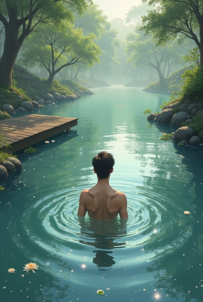 Swimming man in the strim water and lovely rim
Anime