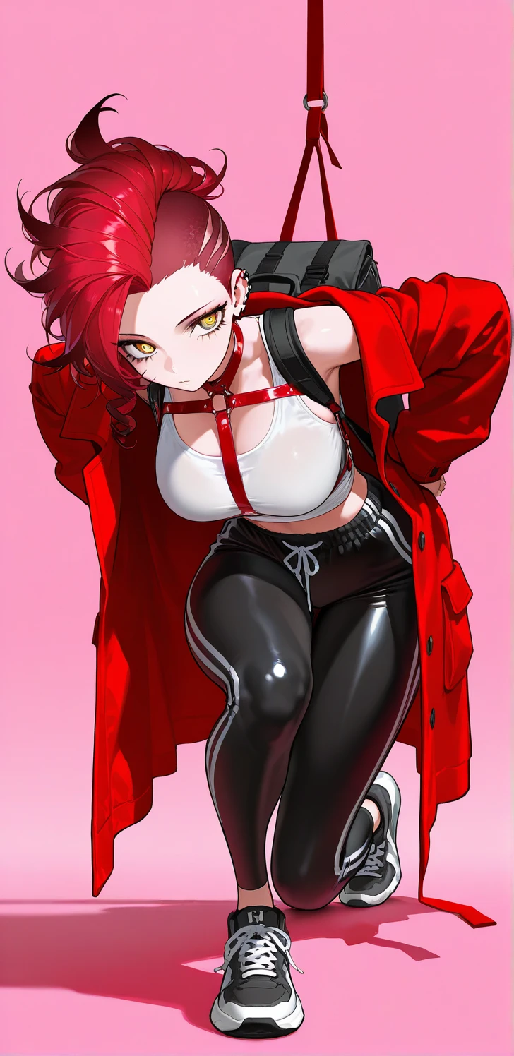 from the back, nice body, pretty face, older woman, light RED hair, eyes, neck chain, shoulders, SWEATSHIRT, LEGGING PANTS, big chest, belly, thin waist, thick legs, thick thighs, big ass, close-up scenery random background looking at viewer,(spread legs wide:1.2),(arms behind head:1),(pussy,dump, cum dump, cum in pussy, (cum overflow), cum drip,(cum on face), (cum on body), (cum on all over body),cum on the whole body,(bukkake), (cum on her face:1.2),Large amounts of cum),