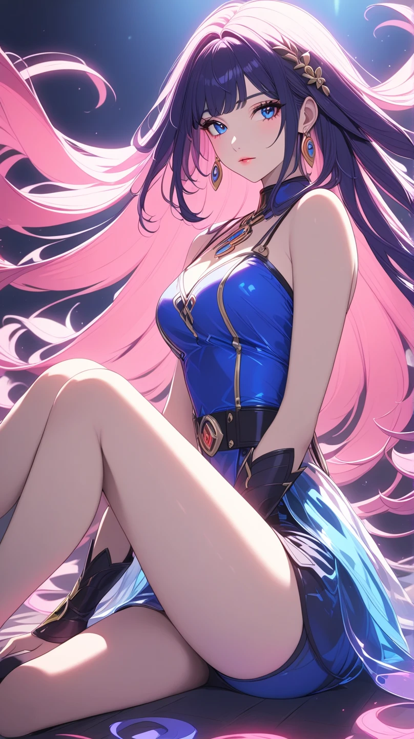 Face close-up、1 girl, Blunt bangs, Wide sleeves, hair ornaments,Swimwear、(Purple Hair:1.2), Very long hair, Straight hair, Looking at the audience, Highly detailed background, (Realistic:1.2), Beautiful Eyes, Red eyeshadow, Written boundary depth,thigh, (Ulzzang-6500:0.7), Upper Body, (alone:1.2), Cleavage, Shiny skin、Hair blowing in the wind、Four fingers, One thumb、Rose、Floral pattern on clothes、drink alcohol、Keep your hands on your hips、Face close-up、close、Stick your butt out、Laugh gently、Swimwear、A kind smile、