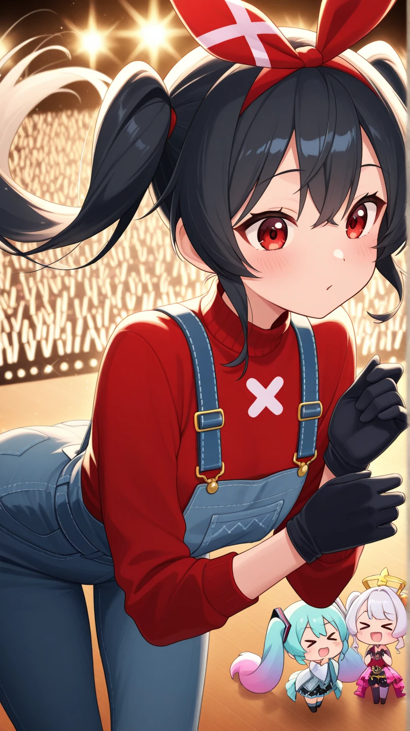 NSFW,Might be, shirt, Bike Shorts, bandana, 赤のshirt, hair band, Medium Hair, gloves, Shorts, 弓のhair band, No sleeve, 赤いbandana,Embarrassed,blush,In heat,A wistful look,I feel pleasure,(Perfect hands),(Perfect Anatomy),(masterpiece),(highest quality)