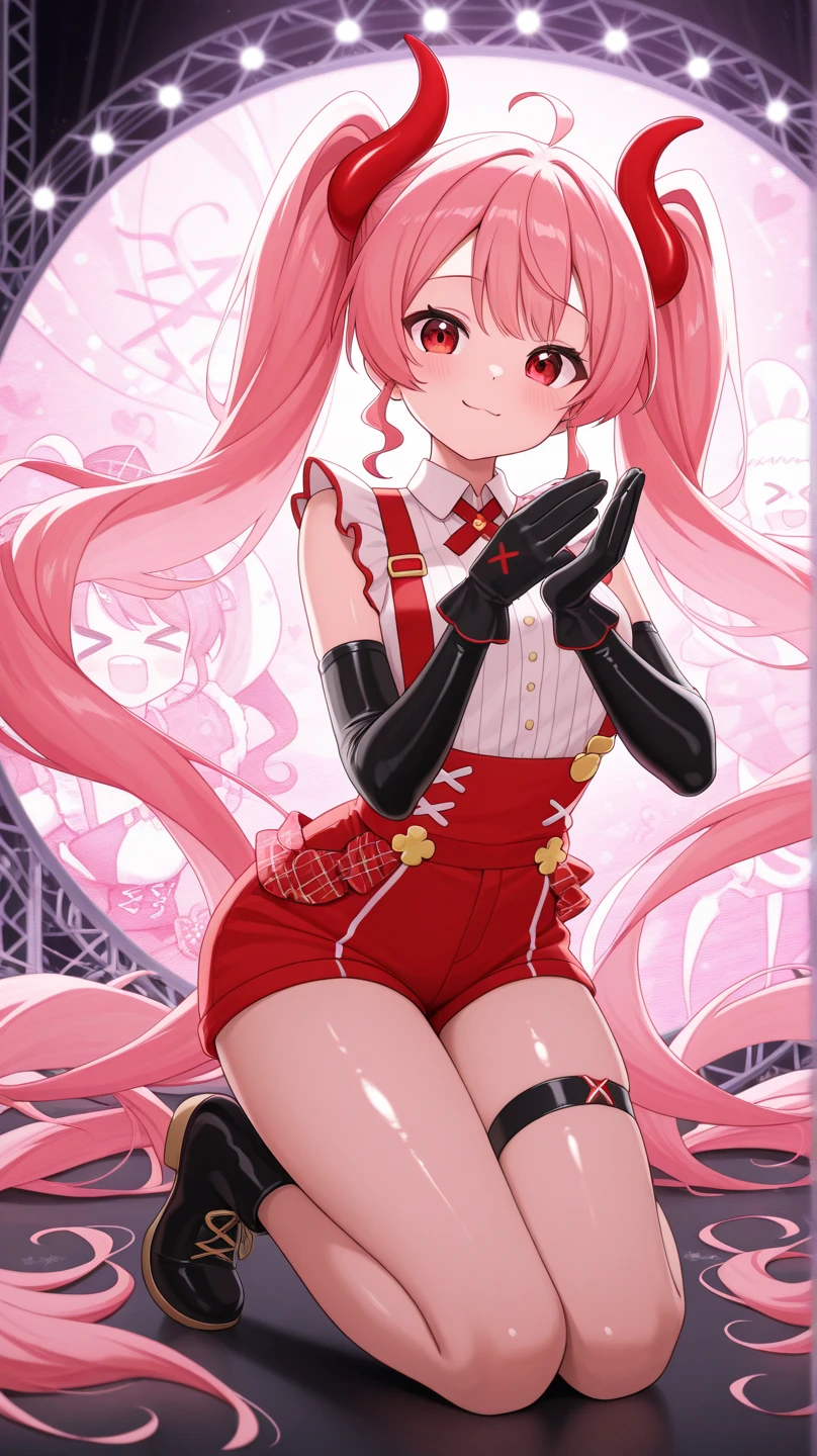 a girl，Elf，long red hair，green eyes，melancholy，earrings，Fashionable clothing，Cyberpunk style，White and pink sleeveless bodysuit，Super detailed zipper，pink arm sleeves，white shorts，black knee socks，White booties，dynamic poses，sci-fi landscape，best picture