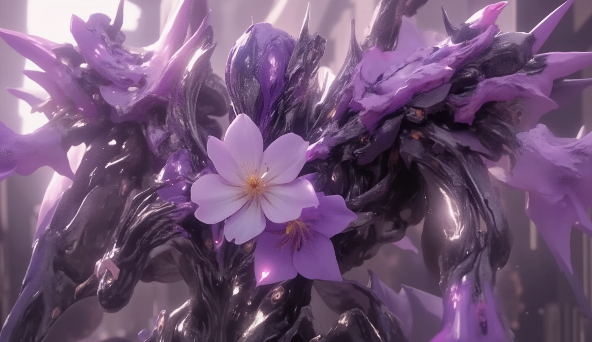 There is a flower in an enlarged view of the robot model, best anime 4K konachan wallpaper, 4K high-definition digital art, detailed digital anime art, do, Anime Art Wallpaper 4k, anime art wallpaper 4k, 4K Detailed Digital Art, detailed anime artwork, very detailed anime, anime wallpaper 4k, anime wallpaper 4k