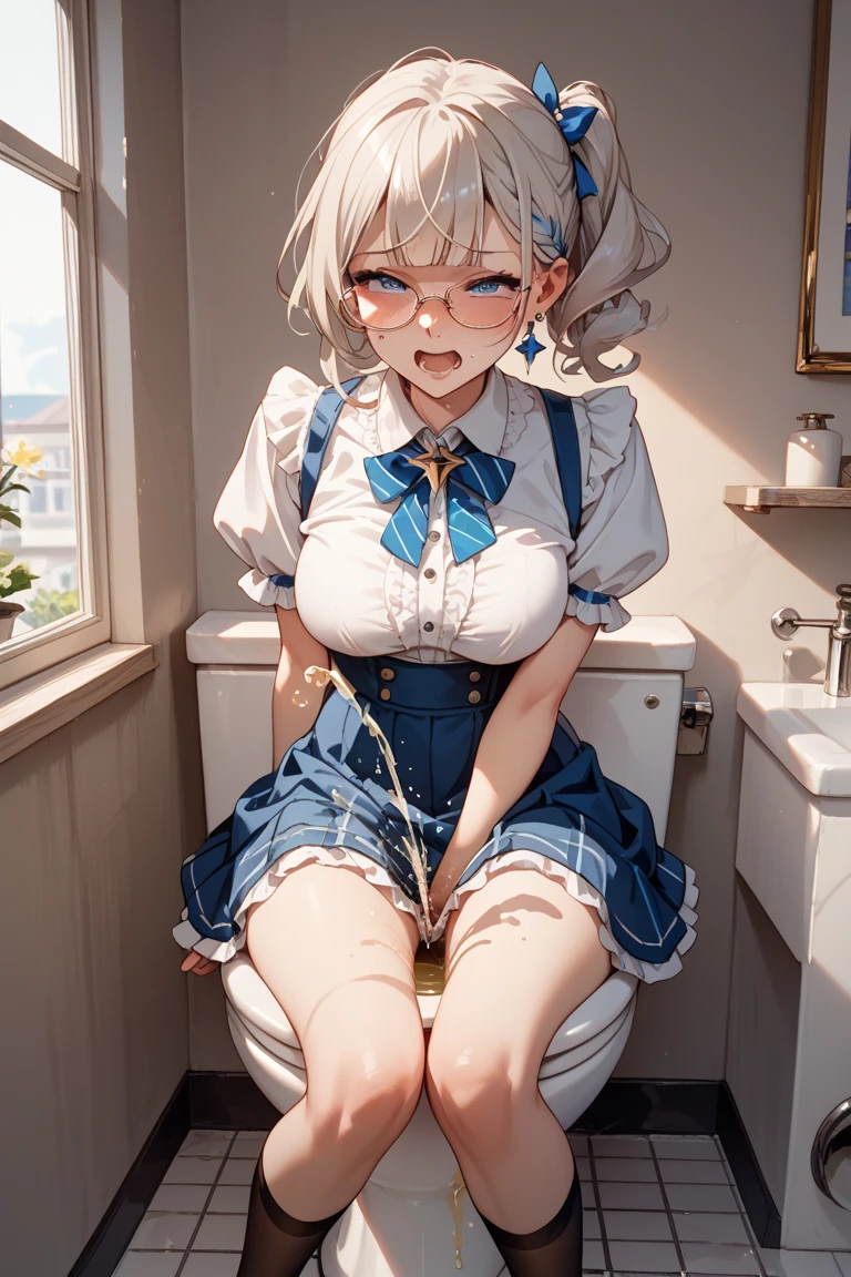 BREAK Perfect Anatomy、Highest quality、(cute:1.1)、(cute)、(High resolution:1.2)、Unbelievably absurd:1.3、Incredible illustrations、(cuteイラスト:1.2)、nsfw,(Beautiful background、Public toilet、1girl(Silver Hair、Very Long、beret、Cotton shirt、Check skirt、school bag、Glasses、Headphones(spats、half ???????),shackles,restrained) height 1.6meters, glamorous 40kg)(、))( Sex preparation:1.2、suspended congress),pussy juice:1.2, ,