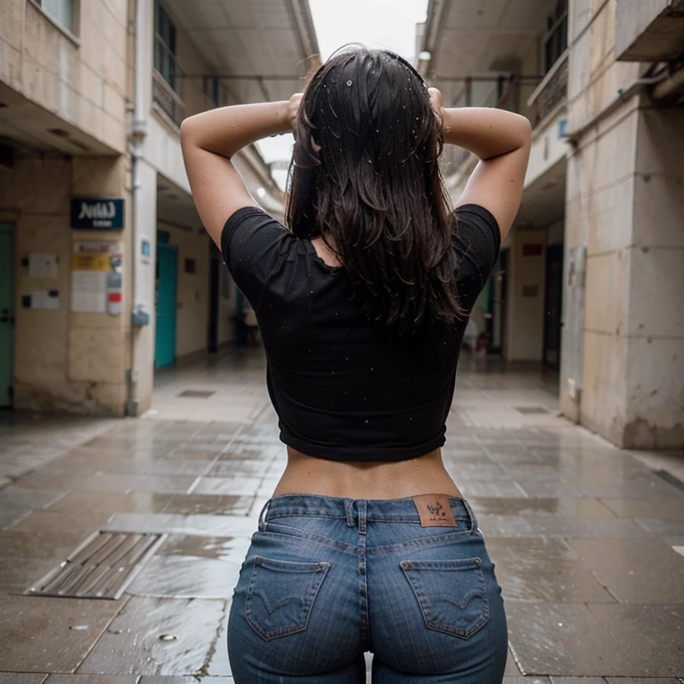 Woman, One, Turkish, 40 Years old, Squatting, Casual, Dress, Full body, Muscular, Skinny, Big breasts, Rounded ass, Fit thighs