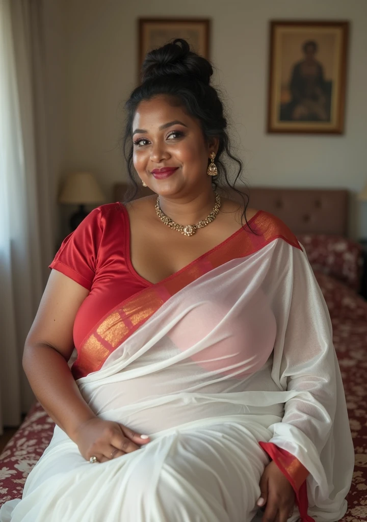 Foto RAW, photorealistic, photography, full body shot, 60 years old Woman, mascara, eye kajal, juicy figure, master shot, perfect eyes, goddess like beauty, pierced eyes, perfect thick chubby mallu Desi aunty bhabhi, Wearing a Stanapatta, a chest-band.Saree model, model Photography, Indian saree shoot, Indian traditional wear advertising photography, traditional wear brand shoot, face of Indian actress Rajashree, masterpiece, realistic, realism, incredible details,  pleasure, photorealism, detailed skin, skin pores, high contrast, photorealistic Artstation 8k HD digital art trend of high definition and detailed realistic skin texture, ultra detail, realistic skin texture, armature, best quality, ultra high definition, (photorealistic:1.4),, high resolution, detail, raw photo, sweat, Re sharp, by Lee Jefferies Nikon D850 Film Stock Photo 4 Kodak Portra 400 Camera F1.6 Lens Rich Color Ultra Real Realistic Realistic Textures Dramatic Lighting Unreal Engine Trending at Art Station Cinestill 800,(pele altamente detalhada: 1.2), 8k UHD, DSLR, soft-lighting, alta qualidade, grain of film, Fujifilm XT3,she didn't like to wear blouse or bra, she is happy to wear only saree, she hates blouse or bra, highly detailed hairy armpits, hyper realistic skin, skin pores, sweat, veins, stubble armpits, erotic temptation, appealing figure, appealing body language, fleshy arms, horny desi indian mommy, she wants to dominate young boys by showing her tempting figure, irresistibly hot, armpits hair clearly visible, freckles 0.2, stretchmarks 0.2, Sexy mature woman's with slightly wrinkled skin, hyper real skin texture, insane details, sensual photoshoot, high level editing, highly detailed skin texture, 