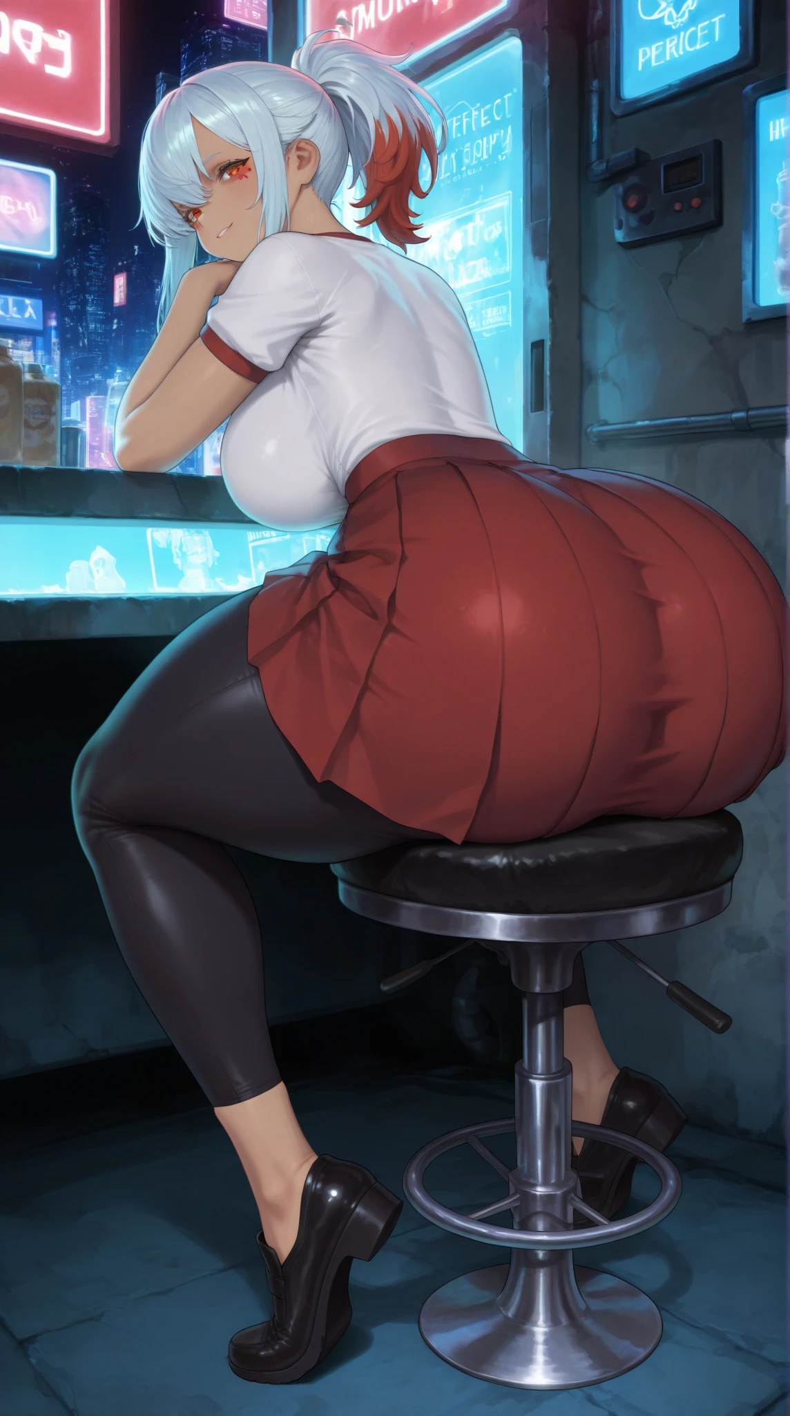Le personnage Makima de la série animée Chainsaw Man, fragile, obésité morbide, ssbbw, pleine longueur (corps entier 1.1.), fond sombre, obscurité, anatomie correcte 1.1, anatomie correcte de la main, Très féminin, corps gras et rond, grosses Jambes, fesses, beau corps obèse, ventre rond et mou très gras, cheveux roux, Yeux oranges, Cercles rouges pour les écoliers, chemise blanche, jupe noire, cravate noire, pose sexy, réaliste, very détaillé, beau corps, détaillé body, détaillé hands, détaillé, vibrant, détaillé Face, Conception des personnages de Makima. very détaillé, détaillé body, détaillé hands, détaillé Face, Art animé, Hugh Détails, Visage très abattu, détaillé eyes, Illustration ultra fine, Meilleure ombre, détail fin, beautiful détaillé glow, beautiful détaillé, Extraordinairement beau, extremely détaillé, inexpressif, composition épique, Style animé. art animé, Style animé. Jupe noire, chemise blanche, cravatte, pose sexy. Double menton, visage très gras, grosses joues, joues potelées