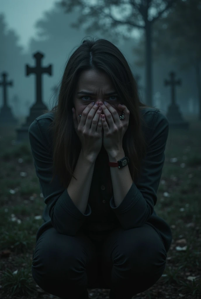 Make a dreamy mysterious horror style image symbolizing anxiety and hope, symbols of crossed fingers, childish, scary creatures