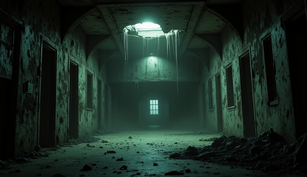 make an illustration of a haunted house basement, make it with an ultra-realistic tone, rich in details
