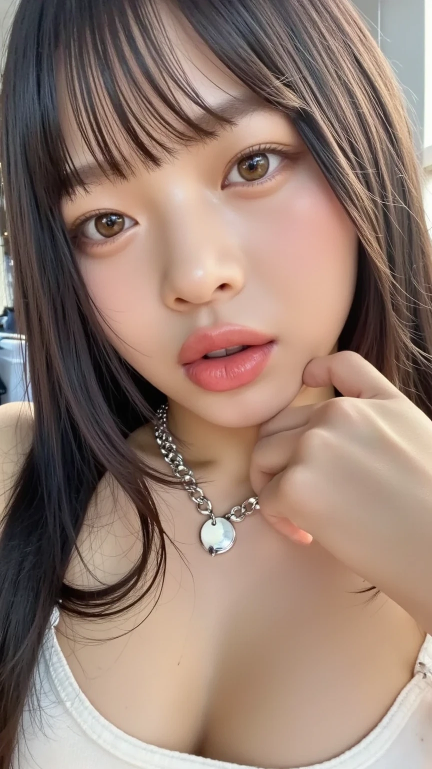 ((top-quality、in 8K、​masterpiece:1.3))、（Raw photo）、((KPOP Idol Style Face、(((18years old)))、（Hairstyle up）、（((midlebreast))）、(((（fullnude）))))、Crisp focus:1.2、Beautiful woman with slender perfect body shape:1.4、Slender Abs:1.2、Highly detailed facial and skin texture、A detailed eye、double eyelid、((Girl smelling penis、It has semen on it)))）、A smile