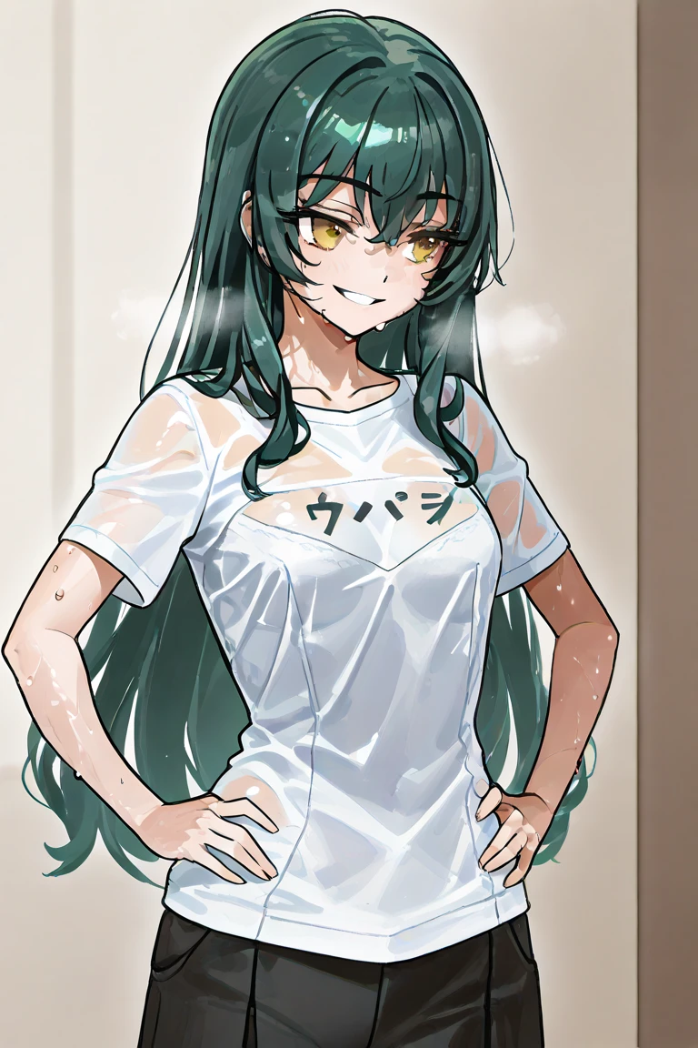 One, 1 Girl, I look at the viewer, 2d, anime, anime coloring, (Solid white background:1.3), Saegusa monkey, , sexy outfit, I look at the viewer, smile