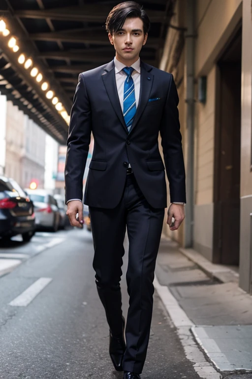 Man in a suit,full figure,low angle