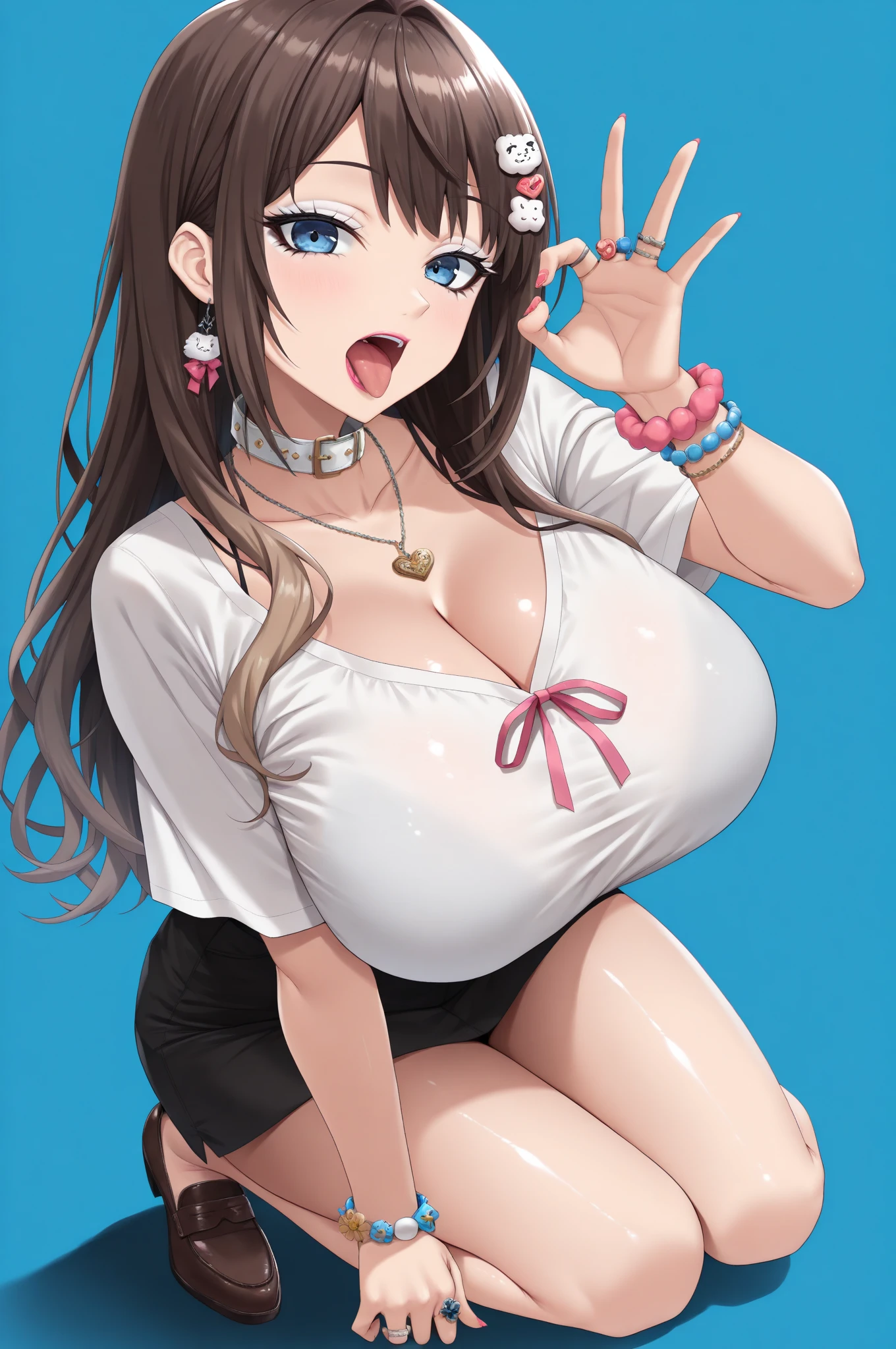 One girl,Huge Breasts, Have, White Background, Both sides up, bra,underwear,{{{Plump, thick thighs}}},{{{Knee-high socks}}},Sexy pose,Happy,Huge Ass,Yellow Eyes,