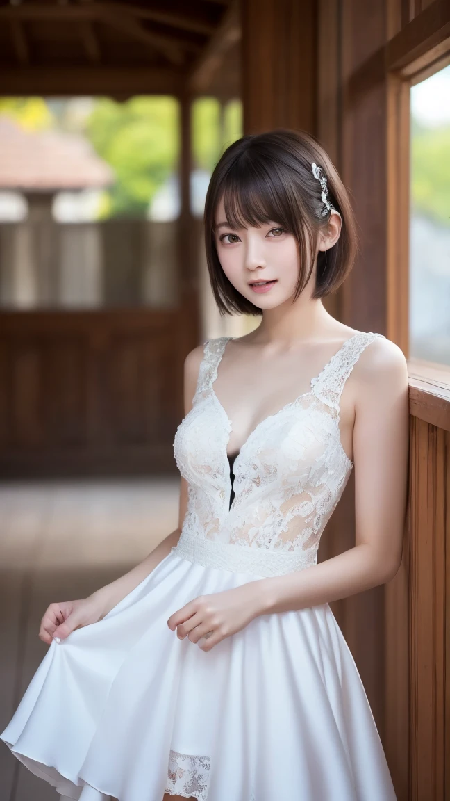 (highest quality:1.5)、(Realistic:1.5)、(1 person:1.5)、(Medium Shot:1.5)、Very detailed、High resolution、8k wallpaper、、Small breasts、Natural color lips、Cute Smile、Japanese women、20-year-old girl、Beautiful and elegant face、Perfect and beautiful face、Large, balanced eyes、Brunette's eyes、Beautiful and elegant face、Beautiful double eyelids、Natural Bangs、Beautiful thin nose、Beautiful Skin、Fair skin、Medium Bob Hair、Natural Bangs、Perfect and beautiful face、Slim face and figure、(Looking at the camera with a sweet smile)、Bright lighting、Professional Lighting、Forward lighting、Wedding dress、tiara、(マーメイドラインのWedding dressを着て)、(Sit with your feet together on the red carpeted floor)