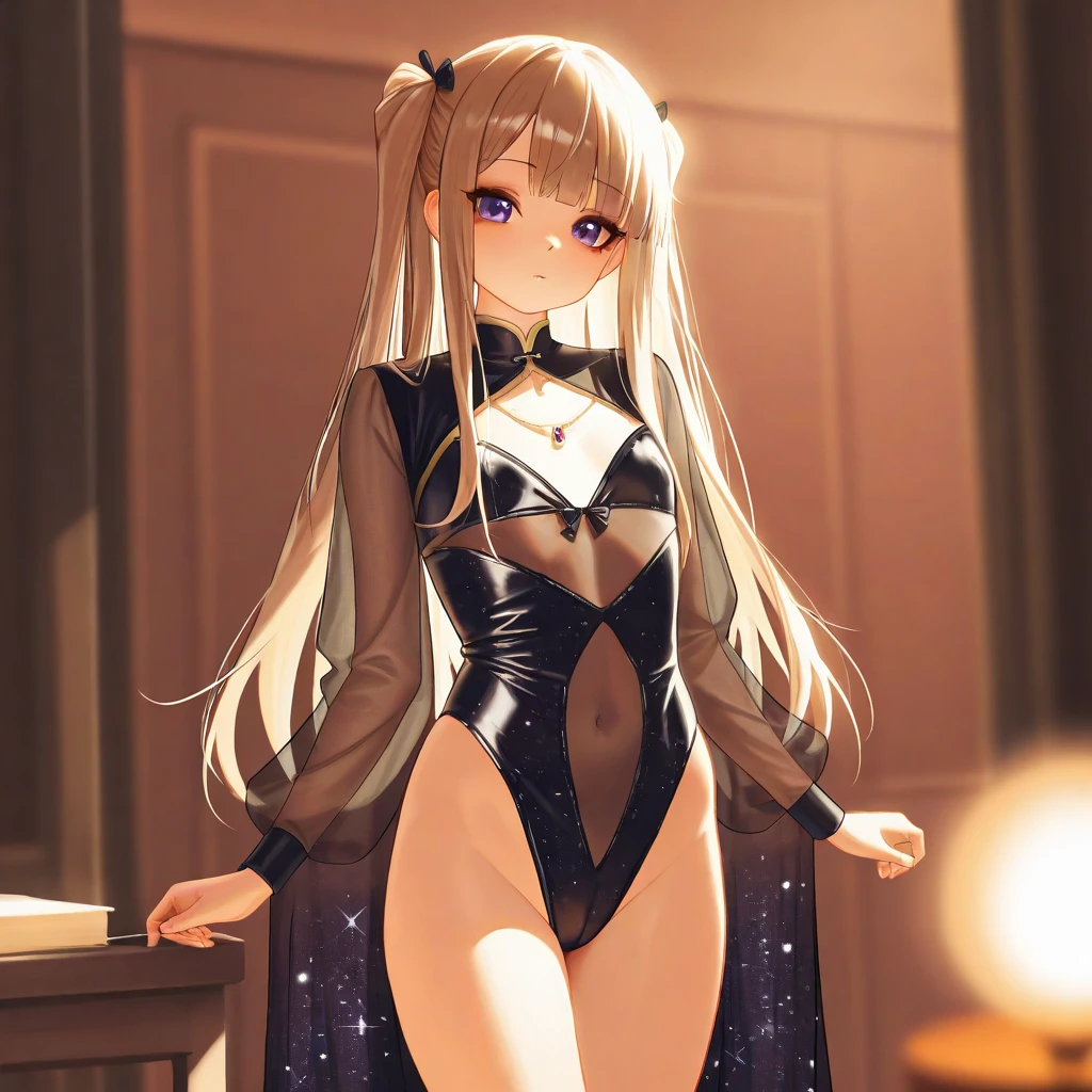 optimum，tmasterpiece，A high resolution，best qualtiy，hyper HD，super detailing，Award-Awarded，16k，独奏，（The upper part of the body），anatomy correct，beuaty girl，，cute  face，high light，Gradient Beige Hair，Hairline，（（Scarlet eyes）），long eyelasher，Hanging eye corners，White skin of the，（small boobs），（Slim body），（（coat large）），（（high-waist_Skirt）），（），ear studs，（neck rings），（Laser material clothing:1.2）