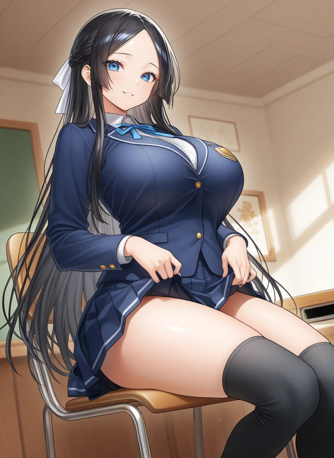 , highest quality,
Very detailed, Super detailed, 4K,
(Sharp sketches, figure:1.1),
(Perfect Anatomy),
(Perfect Fingers, Perfect hands:1.4),
OL、beautiful girl、OutAre standing style、Nice body、glamorous、Big Breasts、navy blue business suit、skirt、Garter belt and black 30 denier stockings、High heels、office、Are standing、The whole body is visible
