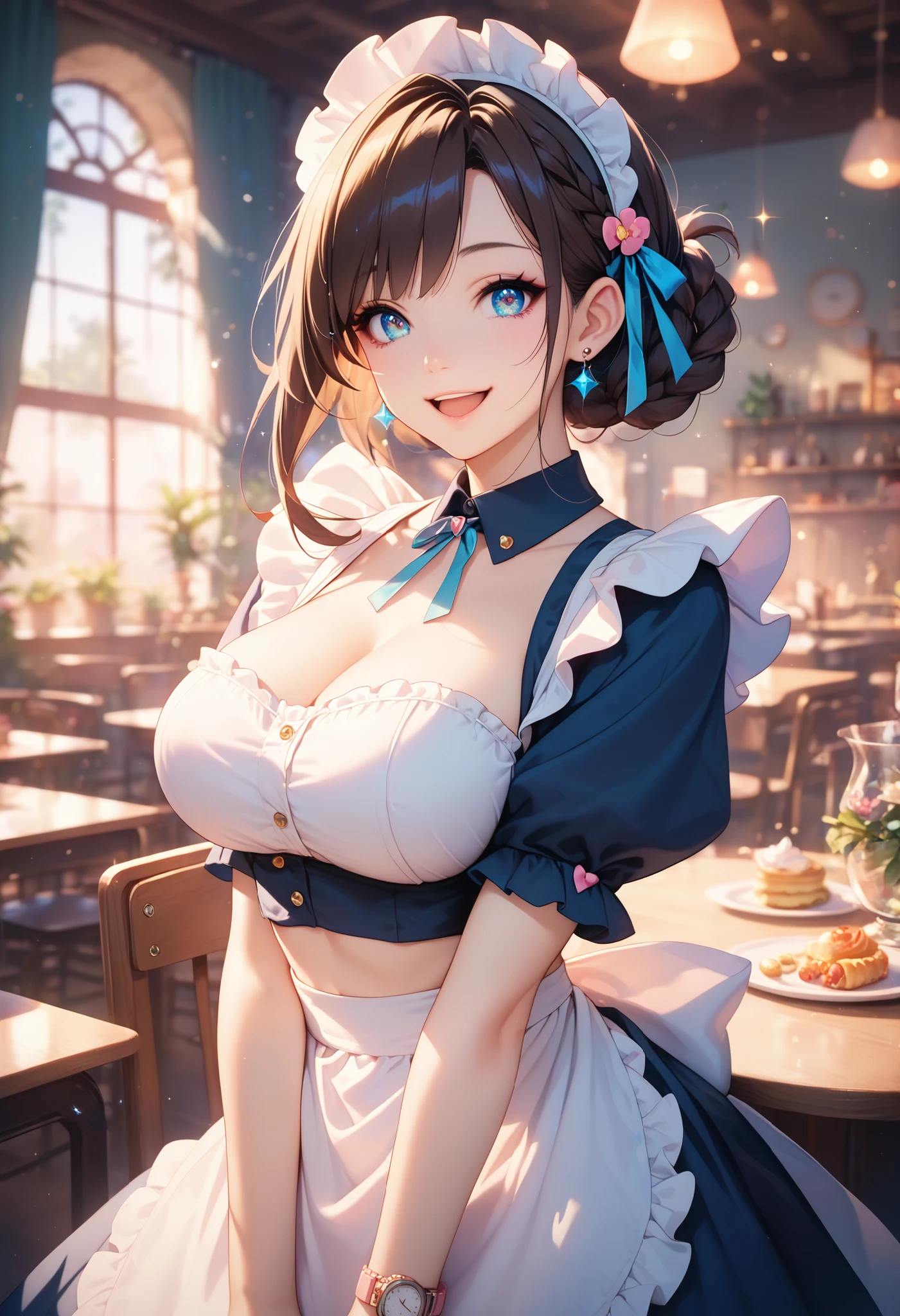 Absurd, Super detailedな,(In 8K:1.3),Masseter muscle area,(masterpiece:1.2)、(Highest quality)、4K、Super detailed、(Movement Structure:1.4)、(Shining Lights、Atmosphere lighting), High resolution, Best Quality、(One girl:1.4),Super detailedな,Bright colors、Treebreak Production Art、(Warm color light source:1.2),High-level image quality、Fine image quality、Intricate details,Volumetric Lighting,Realism BREAK、Profile、 Idol face、15 years old、Very beautiful face and eyes, Beautiful images、natural make up、 big eyes,、 (shoot from below:1.3)、 (to lift up one’s skirt:1.4)、(breast grab:1.2)、 (Big Tits:1.3)、(curvy body:1.2)、(glossy skin :1.5)、(Baby Face:1.5)、 (white background:1.4)、 (blue hair,short hair、blunt bangs、twintails、Red ribbon:1.2)、 (detailed clothes features、bikini maid:1.4)、cleavage、 (orgasm face:1.2)