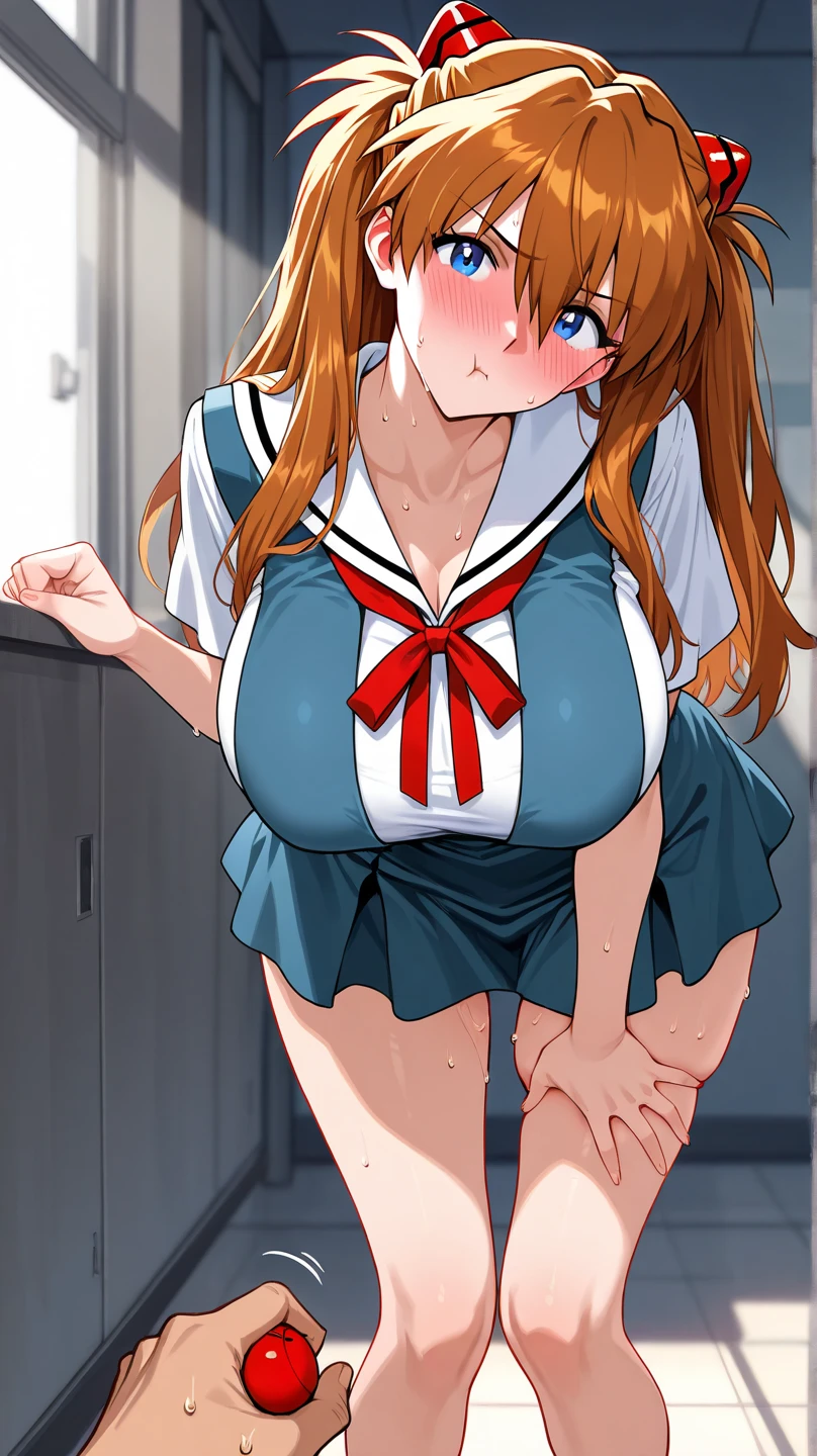 masterpiece、Highest quality、Asuna, 1 Girl, alone,classroom、Side Ponytail、Leaning forward、Big Breasts、Swimwear、Stick your butt out、look back、Five Men、Sex、Manga style、Handjob