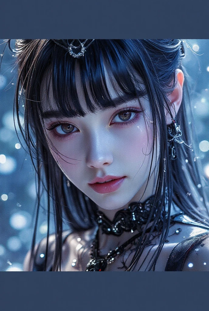 (masterpiece:1.3), (8k, Realisticistic, RAW Photos, Best image quality: 1.4), Fair skinの妖精の女性、Long Hair、Cleavage:2.0、Highly detailed face、Attention to detail、double eyelid、Chest to chest、Sharp focus:1.2、Beautiful woman:1.4、Silvery white hair、highest quality、masterpiece、超A high resolution、(Realisticistic:1.4)、Highly detailed and professionally lit smiles、Loose, Light, Shoulders out、thin、Serious expression、Short-haired、Deadly position, Gorgeous Accessories, one person (RAW shooting, Realistic:1.5, 8k, highest quality, masterpiece, Ultra-high resolution), (((heavy snow))), Perfect dynamic composition:1.2, (Modern city night view City building facade, Expressions of sadness:0.9, Tears flow:0.9, Crying with a broken heart:0.9), Highly detailed skin and facial textures:1.2, Slim office lady wet with rain:1.3, Fair skin:1.2, Sexy beauty:1.1, Perfect Style:1.2, beautifully、beautiful:1.1, Very beautiful face:1.2, Water droplets on the skin, (Rain drips down on my body:1.2, Wet body:1.2, Wet Hair:1.3), (Holding a bloody knife:1.2, How to properly wear a wet white blouse:1.35), (Center of chest, Bra is sheer, Chest gap), (Beautiful erotic eyes:1.0), (Too erotic:0.9, attractive:0.9), necklace, Earrings, bracelet