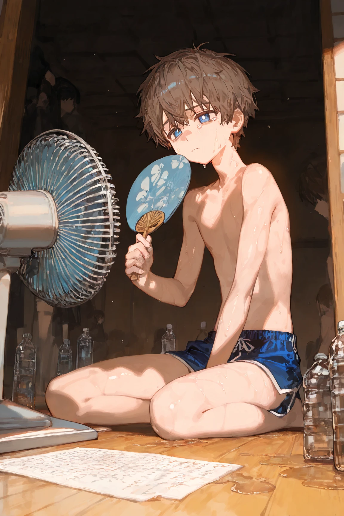 Boy in the pool,Teenage uncensored,White and tender,Abs,Black swim briefs,