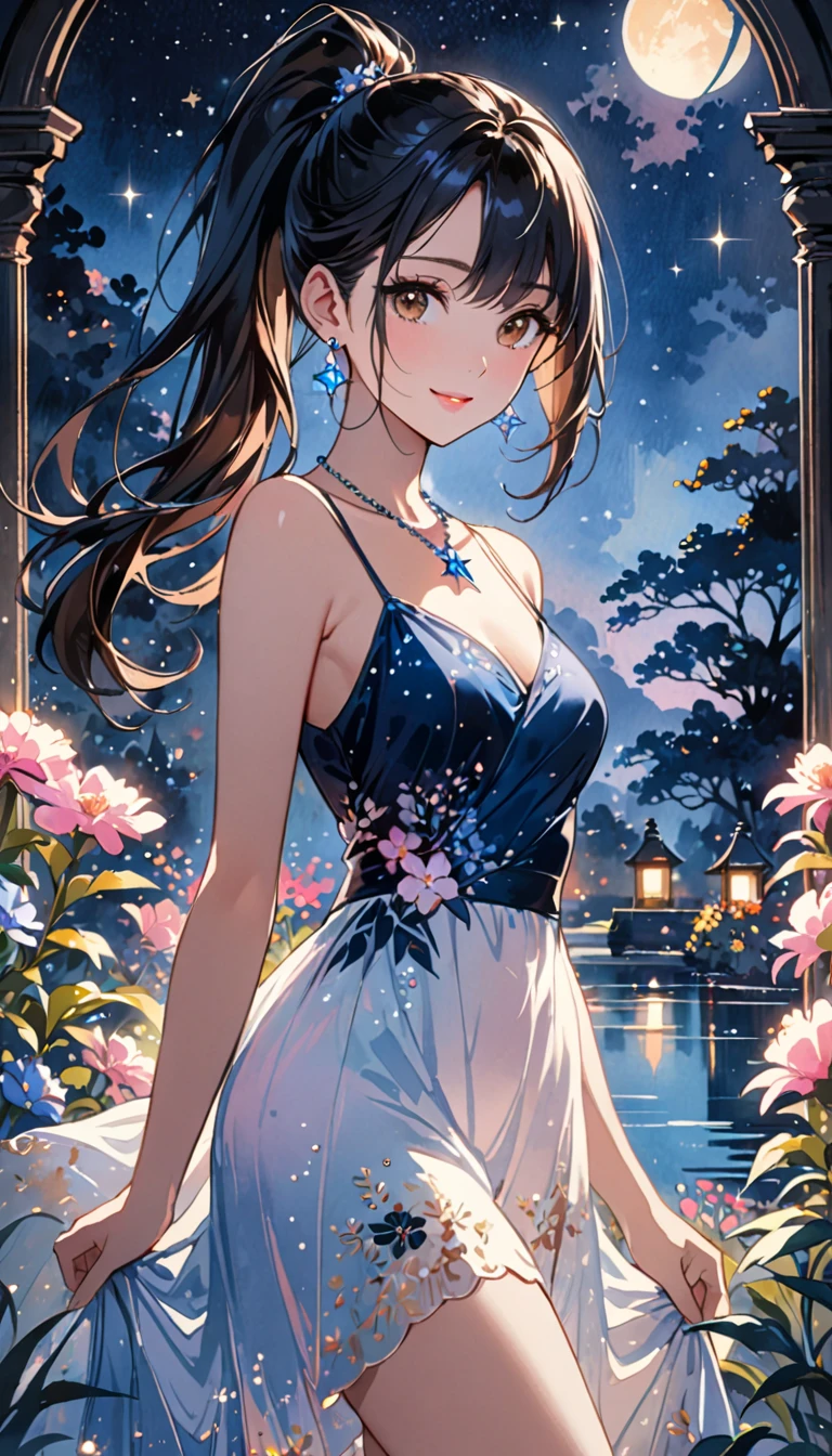 Front facing, facing this way、
Gal&#39;s more beautiful smile、
cute casual outfits、
More beautiful thighore beautiful colorful pantyhose、
Beautiful dark clouds, (Cowboy Shot:1.4), Beautiful and realistic, 
Beautiful masterpiece, Beautiful and top quality, Beautiful backlight, (Lens flare:1.1), (bloom:1.1), (chromatic aberration:1.1)

flowerpunk