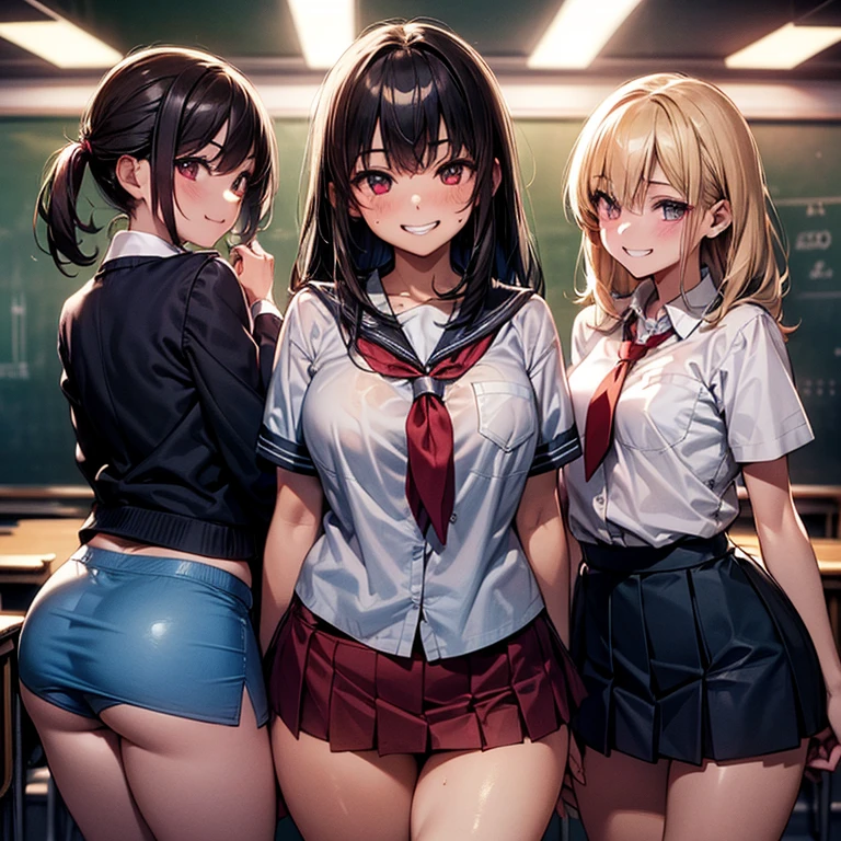 Highest quality,(Beautifully detailed white panties),They look at me teasingly.,(Stupid smile),on the train,(They are excited to show their panties:1.3),(They force me to masturbate in their panties),(There are three girls staring at me),(The smell of female is filling the air),steam、High humidity