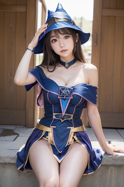Perfect body,(1人のPerfect body),(Japanese 6th grade girl),(Wizard's attire:1.5),(Open-legged position),(I can see your shoulders:1.5),(Open leg posture:1.5),(8k images),(Panties:1.5)