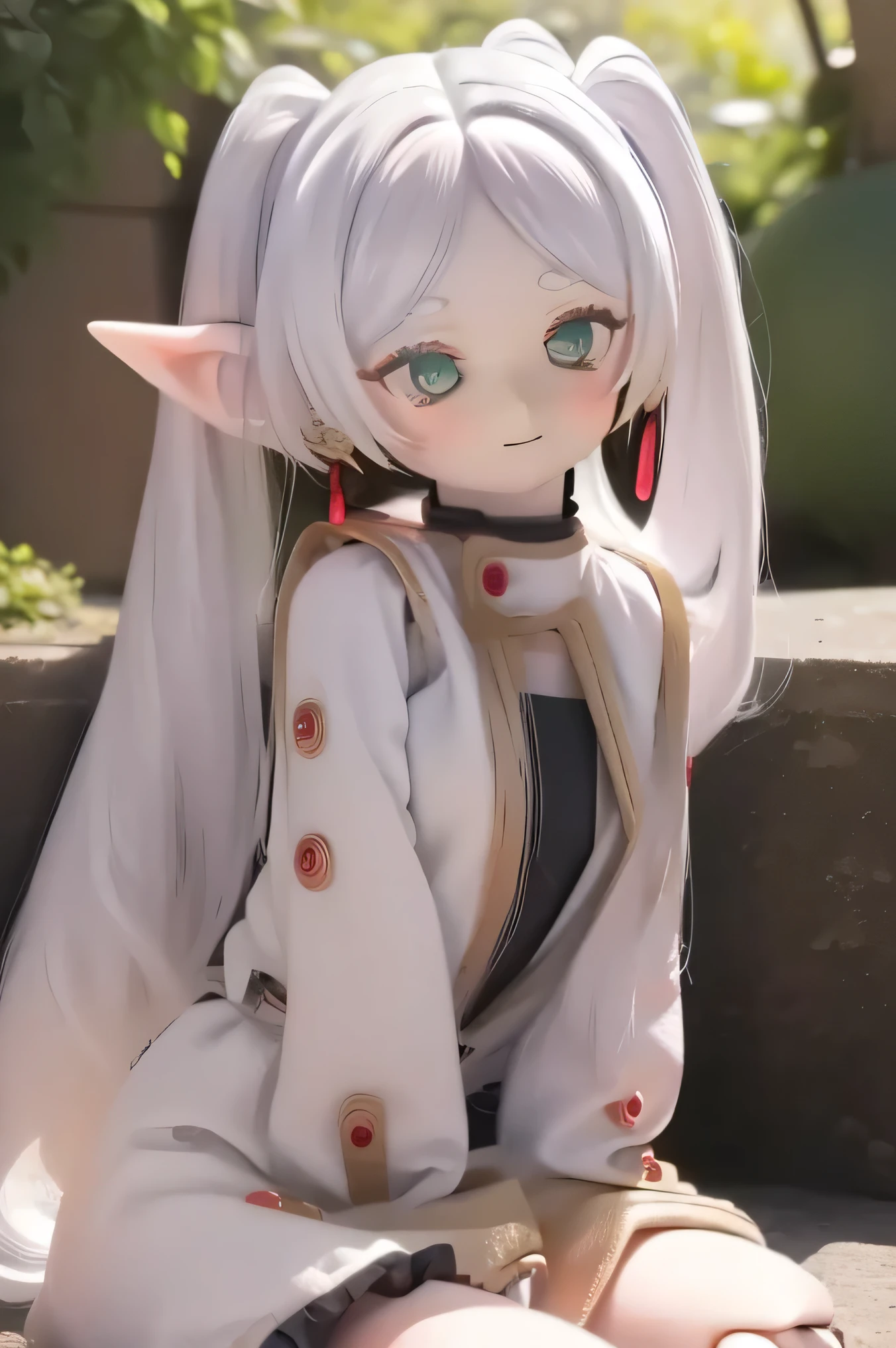 ( top quality,Strange Results :1.3),( Warm Light :1.2), The one on the left has no breasts, Please wait , Natural Face,forest, R , spring, Between the legs , Small Breasts , thank you, long hair, 灰色の髪, twin tails , Star , earrings with beautiful eyes shining in front of you , thick eyebrows, , Naked ((((Sedoll )))) doll