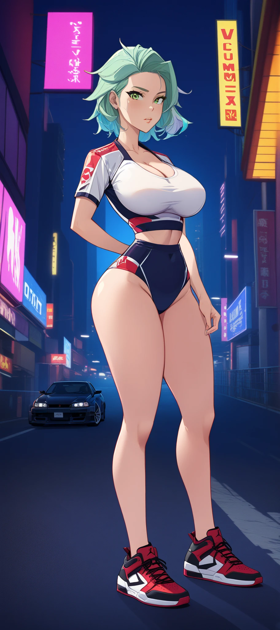 masterpiece, top quality, best quality), pixel,pixel art, 1 girl, aqua, fullbody, big breast, big ass, SFW