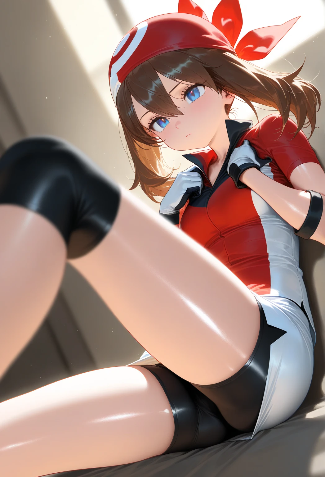 android, beautiful robot makes hard masturbation, she gets orgasms. Her short pigtails, brown hair, Hair tie with two big red clothespins, big smile, brown hair, middle age, joint seam, blue eyes, full body figure, Height: 160cm, She wears only Light beige micro mini pantie, fluttering skirt, skirt folds, white retro swimwear, Uplifting, 2020s anime style, 21thcentury japan animation, show White pantie, strong wind is blowing.