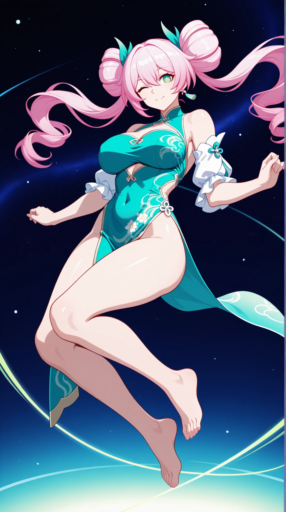 1girl, pink hair, multicolored hair(pink,purple), pink eyes, sidelighting, light particles, wallpaper, big breast,g string, small bra, dynamic pose, bring a book, pink fox ear, pink fox tail,milf body,age 30