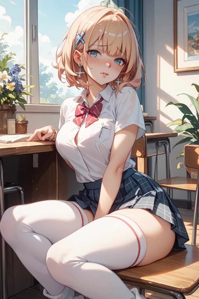 alone、One girl、Full body portrait、No sleeve、Sitting、White skin,Large Breasts,