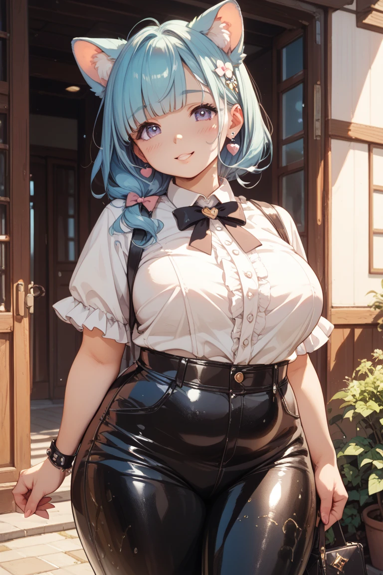 NSFW,Golden Eyes,Lace shirt,Pencil Skirt,(Perfect hands),(Perfect Anatomy),(masterpiece),(highest quality),Embarrassed,blush,School,looking at the camera,(Alluring face:1.5),Embarrassed,blush,smile