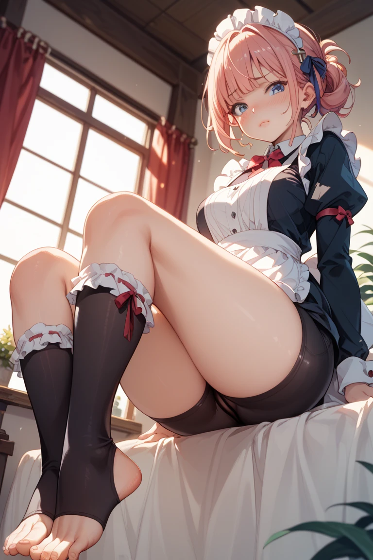 (masterpiece)、(Best image quality)、(Very detailed)、(Very detailed)、4K、(8K)、Best image quality、(beautiful),1 Girl,Huge breasts、Thick thighs、Noise Reduction、Emphasis on the crotch、Breast augmentation、(Transparent black pantyhose:1.2),pubic hair,blush,Sweating,(Footjob:1.2)