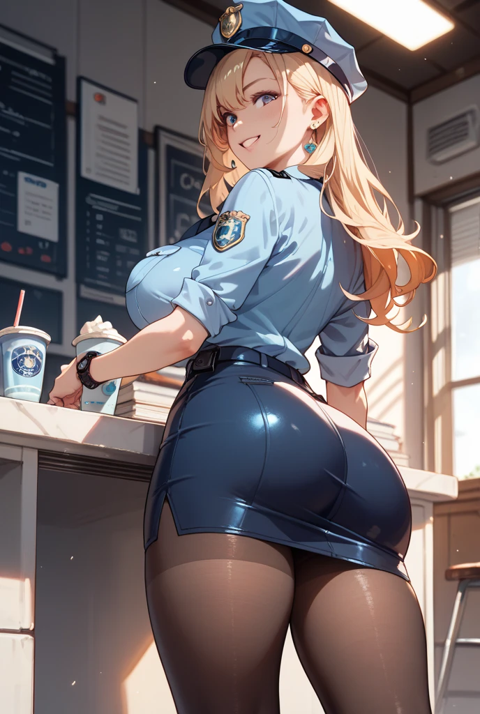 ((blonde long hair))),wearing glasses,Yellow smoke,Attacked by farts, Attack with farts,)),(attacks prisoners with farts)),((Sticking out the butt)),((wearing a police outfit)),velocity,, (((Yellow smoke is rising ))),((Hip Attack)),((),((Facing this way))),​masterpiece:1.2、top-quality)、(the Extremely Detailed CG Unity 8K Wallpapers、ultra-detailliert、Best Shadows)、(细致背景)、(The best lighting、extremely delicate and beautiful)、depth of fields,((Girl fart)),(),(((((There is a male prisioner and a female police.......))))),(((Female police attacks male prisioner in the face with a hip attack..))),(((high-handed female police)),(((A male prisioner who endures pain))),((big boob)),((big butt)),((medicine room)),()),((the camera record them)),((farting in medicine room)),((sit on medical room)),((she performs a blowjob on her male colleague)),
