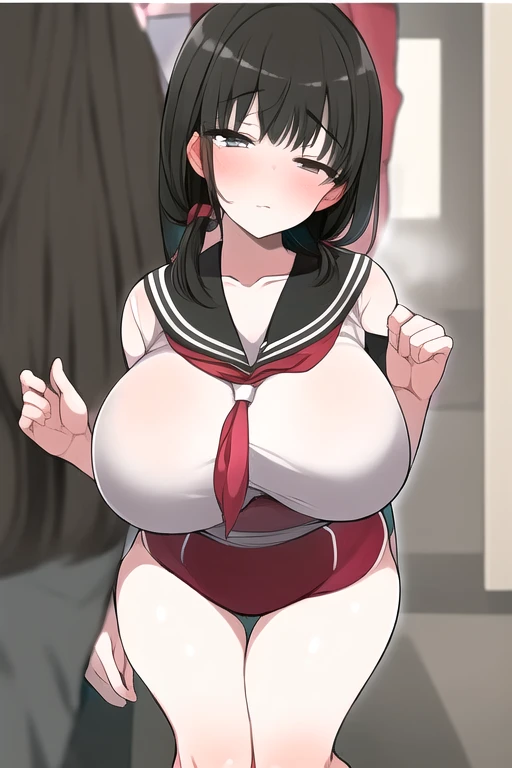Black Hair　Long Hair　Ahegao　whole body　high school girl　Big Breasts　naked　Show your crotch　A large amount of semen is overflowing from the crotch　Sexual pleasure　climax　sexy