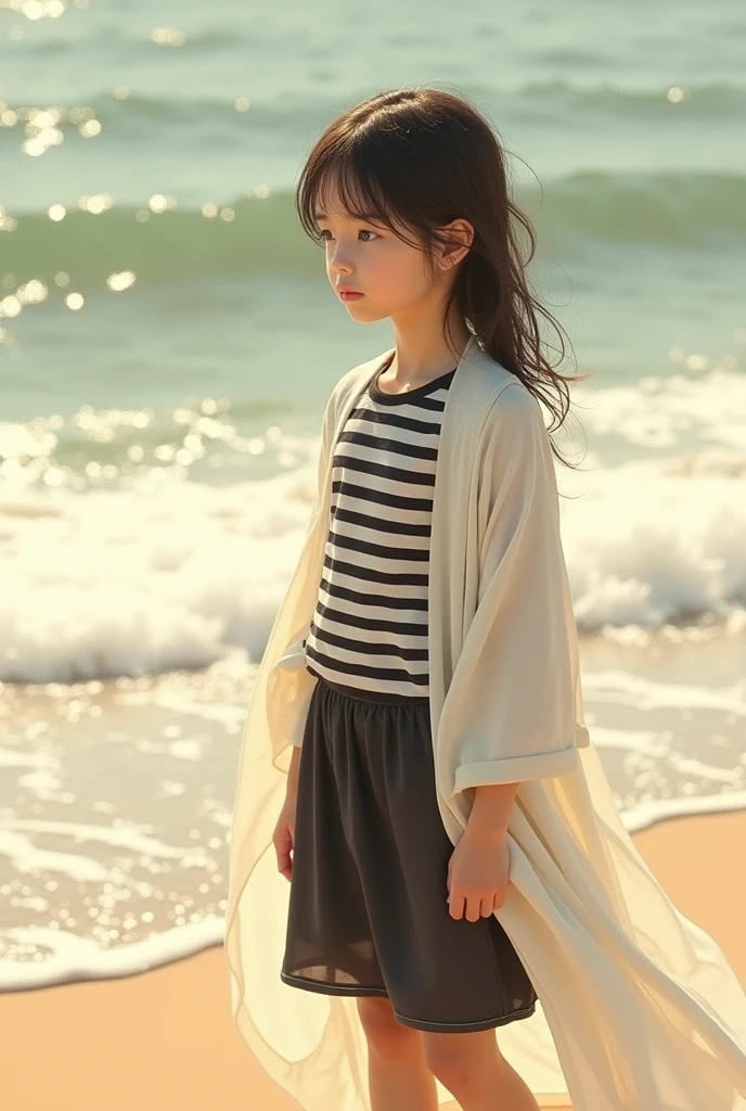 Young girl standing on the beach