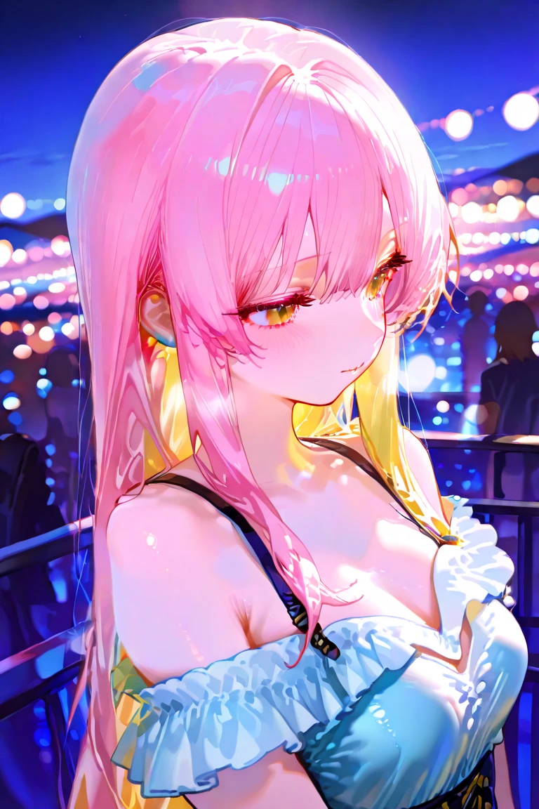 1 person、Mature、Ample breasts、Long Hair、Nipples、Areola、naked、Embarrassing、Take off your clothes、Nipplesを見せる、Dark Area、Pink Hair、Light blue eyes、Jewelry decoration、necklace、bracelet、Dark Area屋、Chained、Like a slave、Nipplesを見せる、Underground auction、Number on neck、Number on neckの焼印、Item Number、naked、Excited audience、Spotlight、on stage、auction、High resolution、Highest quality