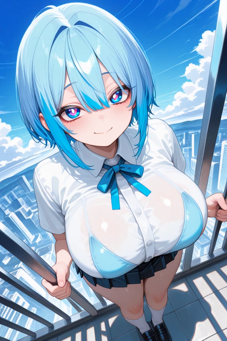 nsfw,naked girl,blue hair,blue eyes,8k,nipples