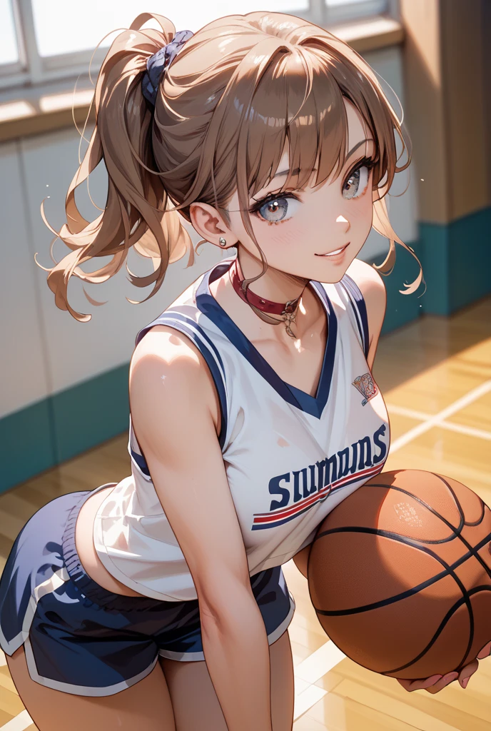 (One transcendent beautiful girl)、(((Volleyball Player))),ultra-detailed、(8K, RAW photo, best quality, masterpiece:1.2), (extremely detailed 8K wallpaper),professional lighting,sharp focus, depth of field、(((Detailed and accurate face))),((front、head shot)),((Highest quality)), ((masterpiece)), (((Volleyball Uniforms))),((Perfect Face、Beautiful Eyes)),(((Brown hair ponytail)))、(((Blushing、Sweat、Heavy breathing))),(((Embarrassing)))、(((Club room、locker))),(((kabedon、Men's hands)))