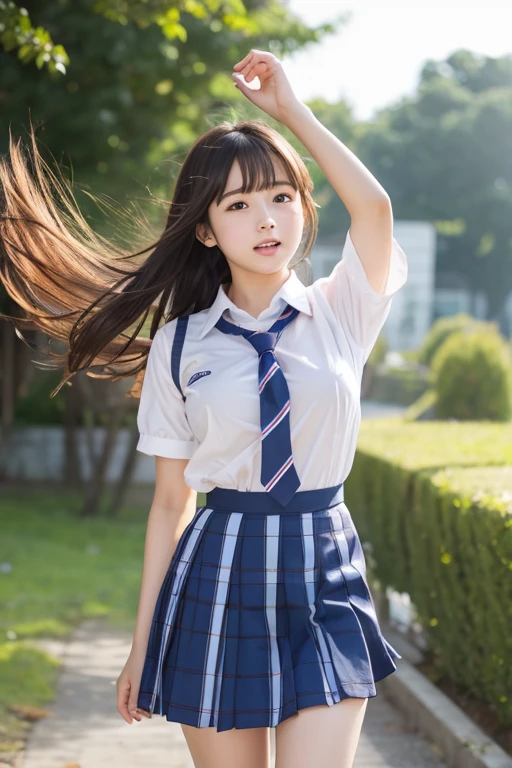 Cute Girls、high school girl、Idol、uniform、mini skirt、See-through、Fluttering in the wind、cycling