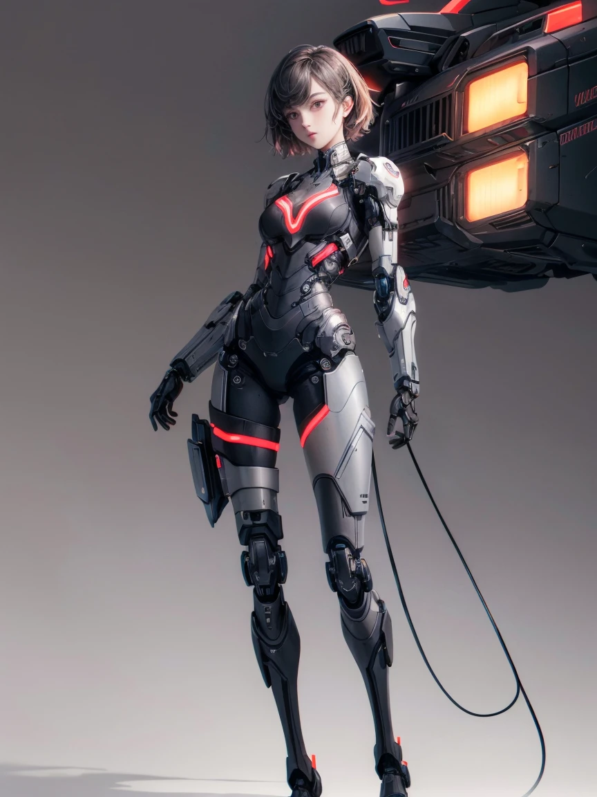 (Extreme Detail CG Unity 8K Wallpapers,masterpaintings,Highest image quality),(Delicate light and shadow,The picture is highly dramatic,Cinematic lens effect),Wear tight clothing,cyber punk style,A girl with,Graceful figure,full body shot shot --auto