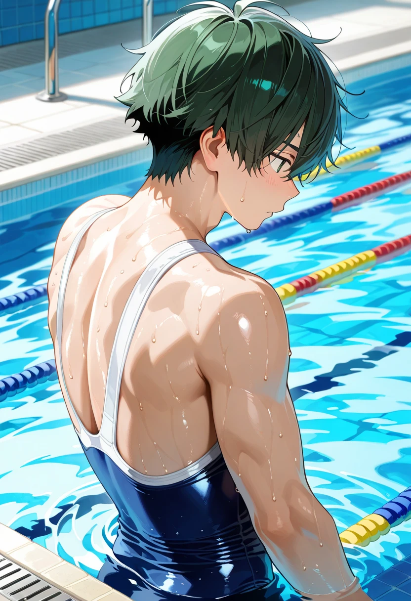 2 people、Shota、((((Swimming Brief)))、Slender body、Upper body naked、wrestling、Full Body Everyone is wearing swimming briefs.