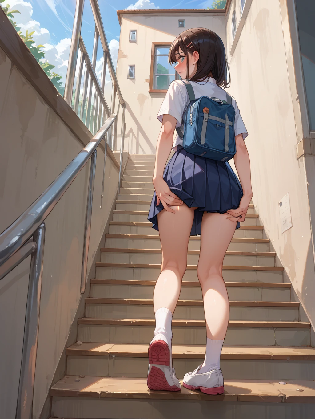 ((セーラー服の女性はセクシーにSchool corridorを歩いている:1.4), ((highest quality)), (Super detailed), (Very detailed CG 統合 8k 壁紙), Very detailed, High resolution raw color photos, Professional photography, Brown Hair, Twin tails, Great face and eyes, Slender body, (Amazingly beautiful girl), (School corridor, Many students are walking down the hallway, A student is looking out of the classroom window:1.3), (Stylish white satin side-tie panties), (show off panties:1.4)Exact number of arms, Exact number of legs, Perfect Anatomy, (Embarrassed expression, Surprised expression), Looking Back, Angle from behind