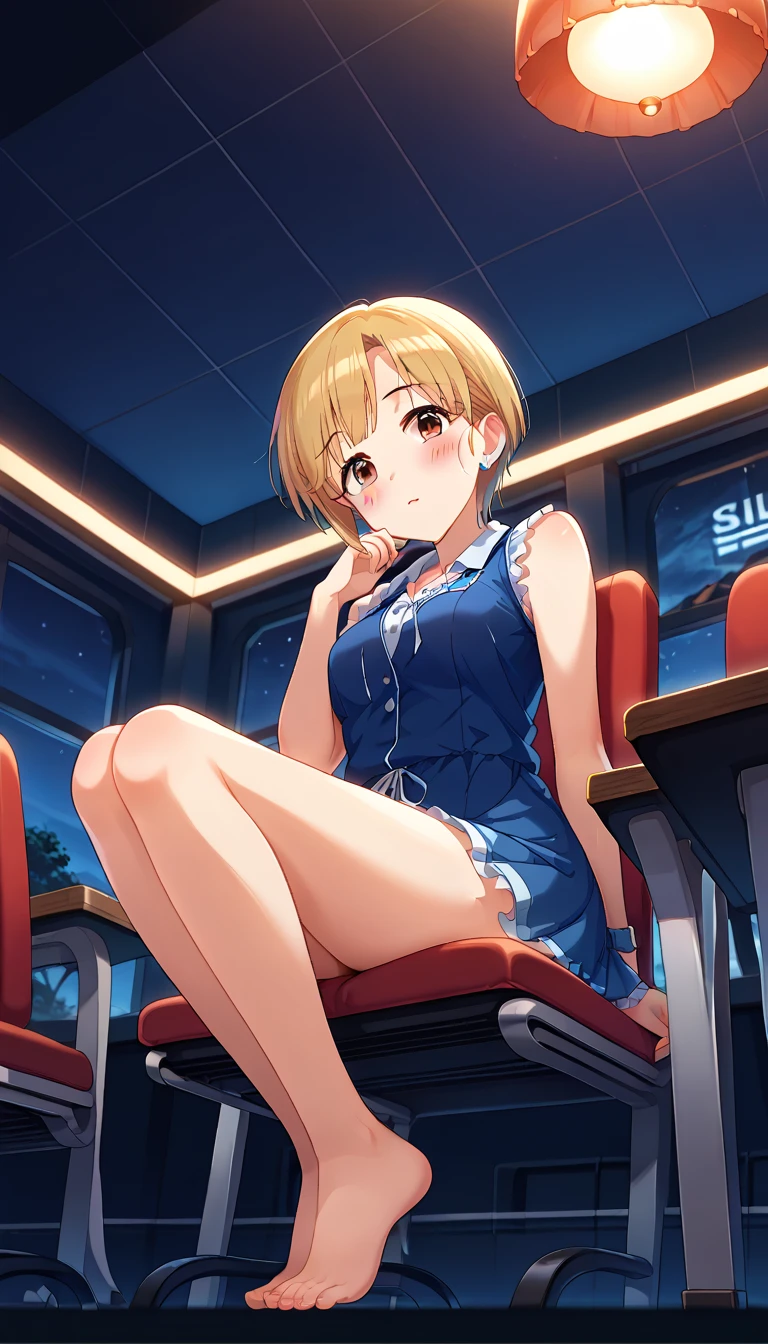 、(masterpiece、Highest quality)、Highest quality, Ultra-high resolution, (((masterpiece))), alone, Sweat、Big eyes, Composition from the front、Shortcuts、Embarrassed face、Blonde Hair、Cut your hair short、School classroom、skirt、short hair、Browsing Caution、Upper body naked、Breasts exposed、Nipples、Large areola、Sitting in a chair without a backrest、Internal Medicine Examination、Woman showing her body、belly button、真Composition from the front、School Insurance Office、curtain、cubicle、window、door、Fluorescent lamp