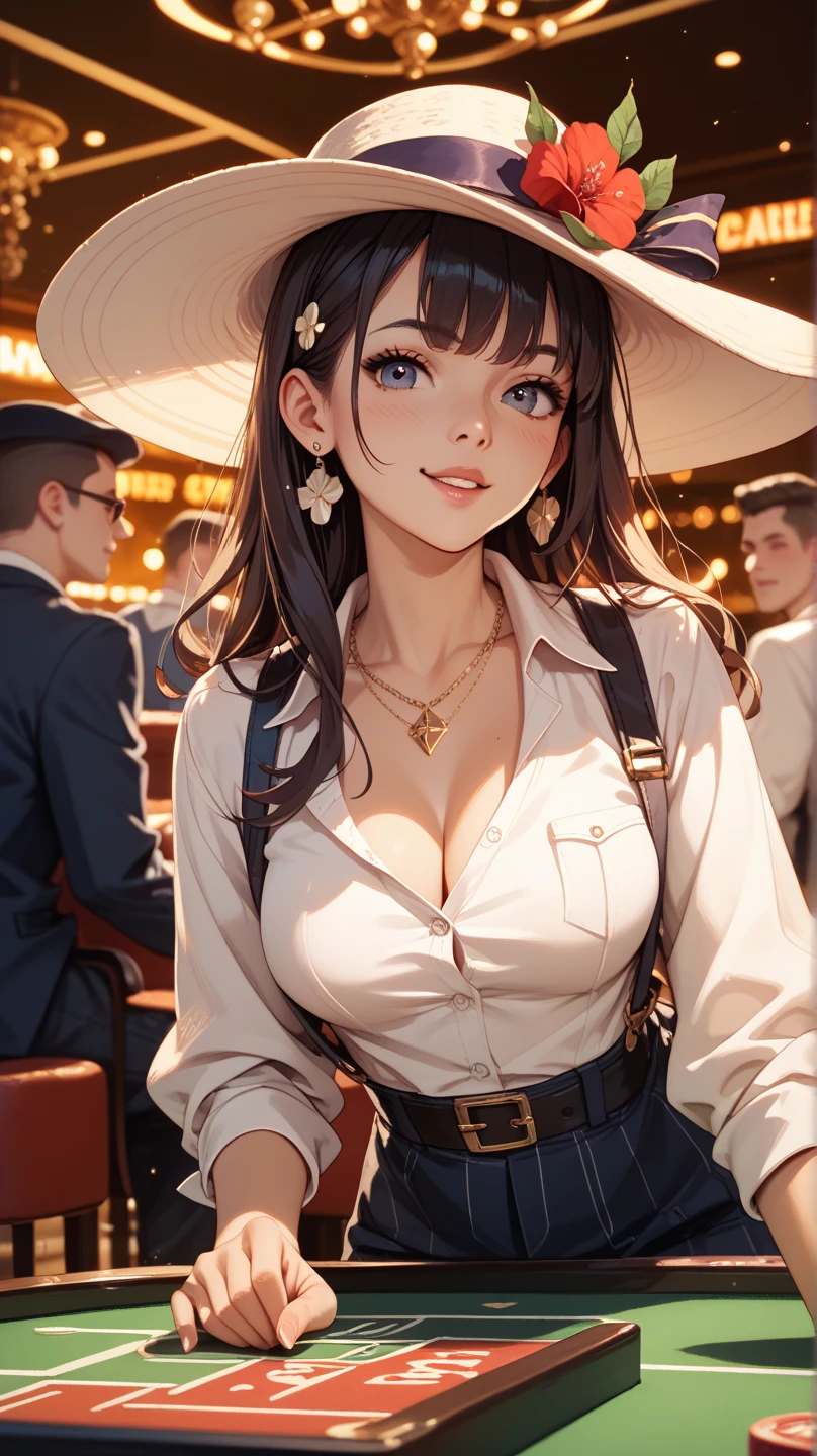 Airport Female flight attendant, standing, Tray in hand:1.2), (tight fit clothes:1.2), (Tight white vest:1.4), (Wear a white vest over a naked body:1.1), (Delicate big breasts red empty underwear miniskirt 1.4), (Wear a short skirt with big orange breasts over pantyhose),(Owl print on vest), (Hang the neckline:1.2), bare shoulders, Plump big breasts,