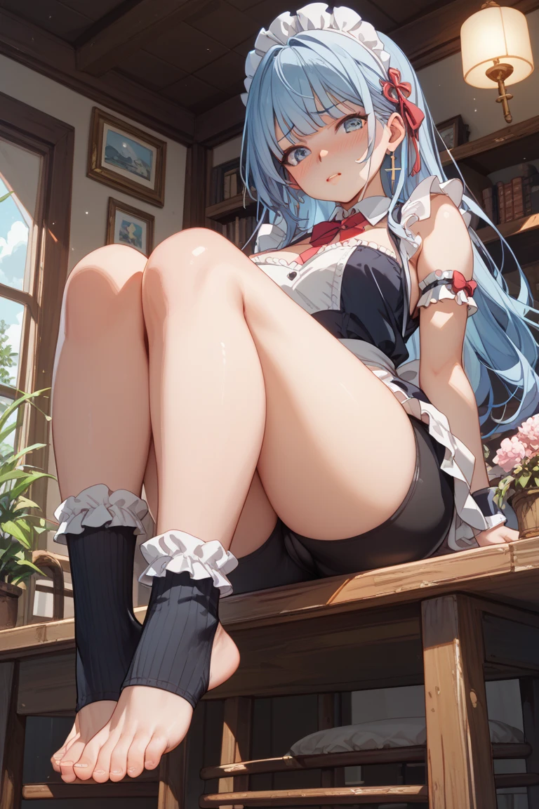 1 girl, alone, highest quality, masterpiece, High resolution,
Hama wave \(KanColle\), Ahoge,
hair above eyes, 片方のhair above eyes,
hair ribbon, single blade, hair on shoulders,
, dress, halter neck, white shirt, bow, bowtie, gray pantyhose, boots, brown footwear,1 girl, The cleavage is open, small breasts, (from below:1.2), bent down, blush, highest quality, masterpiece, perfect lighting, panties,bra,((nsfw)),skirt lift