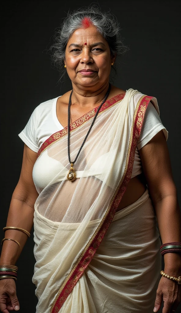 60 years old girl in temple Indian sad picture