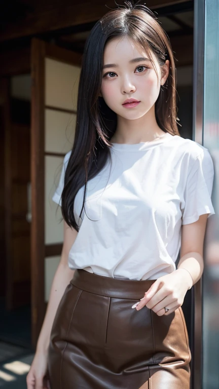 8K、Detailed Description、Very high definition、Realistic、reality的、Real、live-action、reality、High resolution、Nogizaka46、japanese idol,beautiful girl、21 years old、Dark brown eyes、Standing on the windowsill、Angle from the side、profile、Turn your body towards the window、Looking at the window、Look outwards、Looking out the window、A face is reflected in the window、A melancholic look、Mouth closed、Long Hair、Headband、Knee-up-top angle of view、School、Standing by the window、Short sleeve shirt、Beige plaid skirt、Very black hair、pretty girl、Beauty、Glowing Skin、Glowing Skin、Shiny Hair、Very white skin、Heavy makeup、Large Breasts、Slit eyes、Big Eyes、Double eyelids、Don't show your teeth、Side view angle、