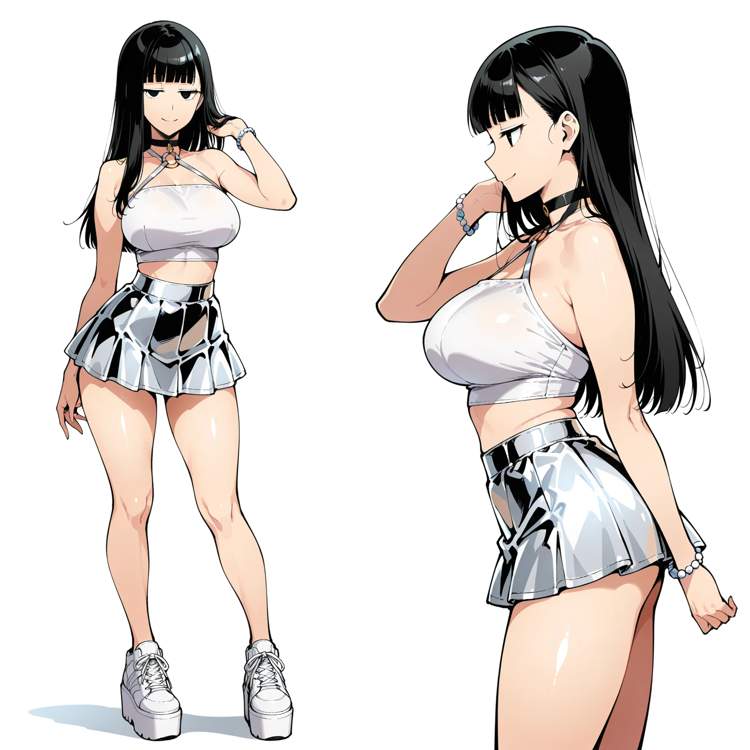 The cutest in the world,Big Tits,mini skirt,smile,Long Black Hair